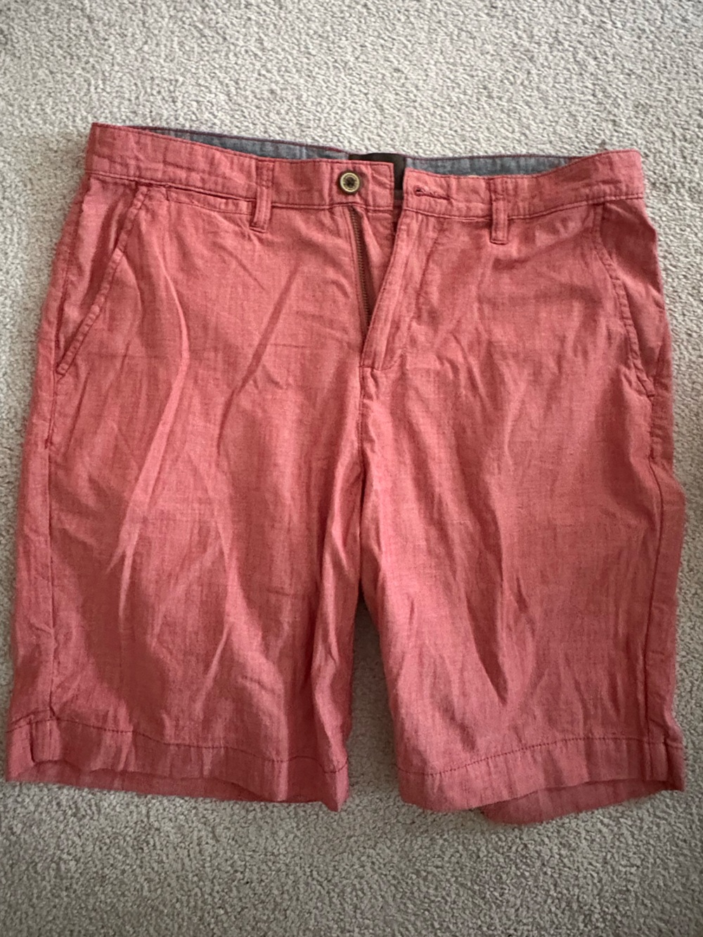 Men's Coral Linen-Blend Shorts
